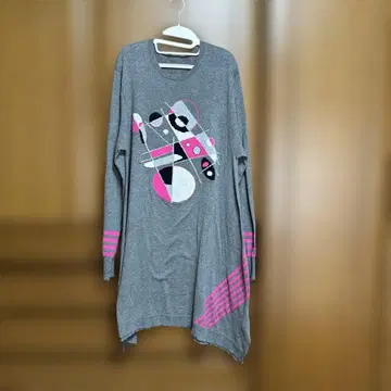 에이코 콘도 기하학 패턴 그레이 긴팔 튜닉 중고 42