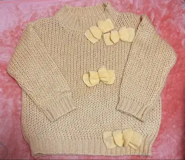 핑크하우스 리본 포함 아이보리 니트 스웨터