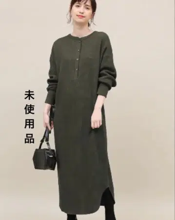 미사용품 ROPE'mademoiselle 와플 헨리넥 원피스