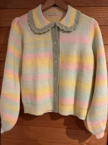 [미사용 새상품] Candy Stripper 레트로 보더 니트 가디건