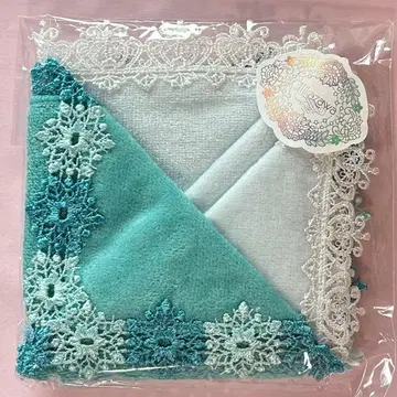 새상품 긴자와 레이스 타월 손수건 눈송이 & 크라운 2장 세트 블루 계열
