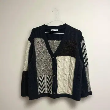 ZARA 패치워크 니트 가디건