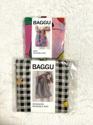 새상품 BAGGU 체크 하트 애플 바나나 에코백 세트 완판템