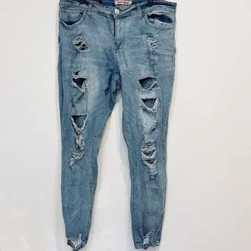 새상품급 HOT KISS [ 4XL ] 라이트 블루 데미지 데님