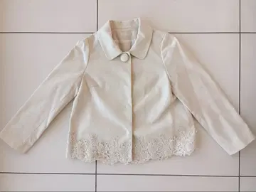 스트로베리 필드 자켓 숏 기장 A라인 아이보리 화이트