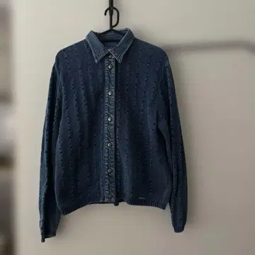 데님 혼방 코튼 뜨개질 가디건