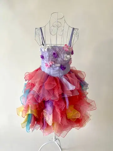 프릴 달린 레인보우 컬러 드레스 촬영 의상 등