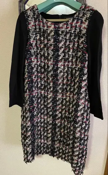 트위드 하운드투스 체크 패턴 원피스