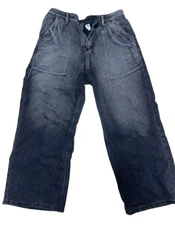 다크 그레이 와이드 레그 데님 팬츠 L 사이즈