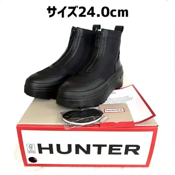 미사용 HUNTER 레인 슈즈 앵클 지퍼 플랫 부츠