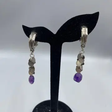 22 빈티지 금속제 후크 귀찌 보라색 돌