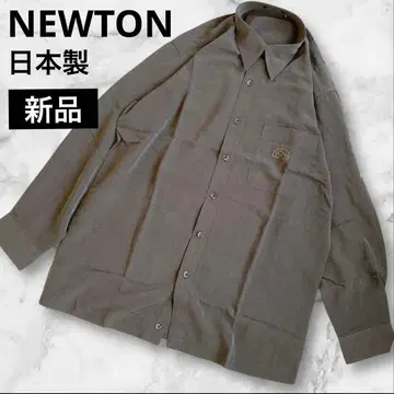 NEWTON 뉴턴 일본제 빈티지풍 레트로 버튼 셔츠 긴팔 남성용 M 자수