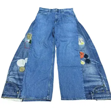 패치워크 자수 플레어 데님