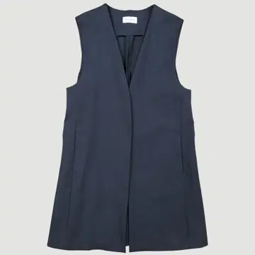 PLST 코튼 블렌드 노카라 미들 베스트 블랙 M 사이즈