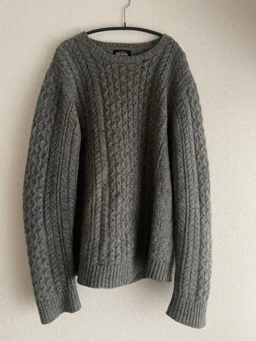BEAMS 케이블 니트 스웨터 그레이