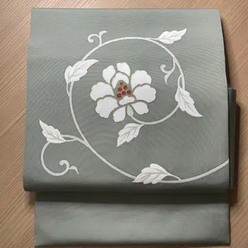 시오제 나고야 오비 꽃무늬 그린 계열 376cm