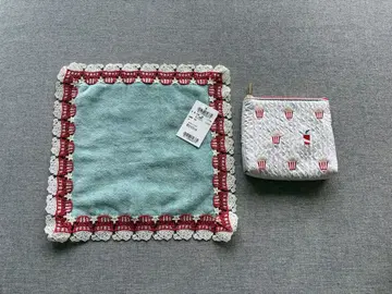 치카자와 레이스 팝콘 타월 손수건 티슈 파우치 세트