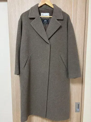 브라운 울 혼방 롱 코트