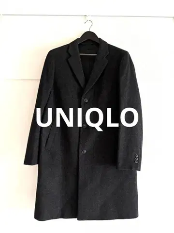UNIQLO 다크 그레이 체스터 코트 울 캐시미어
