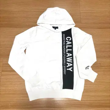 캘러웨이 니트 후드티 빅 로고 골프웨어 화이트 사이즈 M