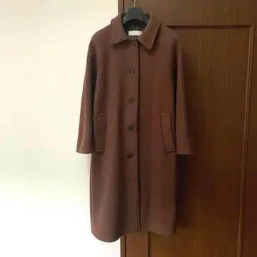 스텐 칼라 롱 코트 브라운 백 슬릿 체스터 멜톤