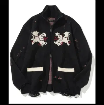 NOT4NERD FlyingHorn Destoryed Knit ZipUp