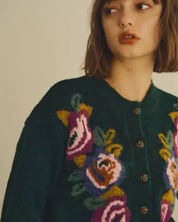 장미 모티브 니트 가디건