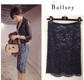 Ballsey 네이비 레이스 타이트 스커트