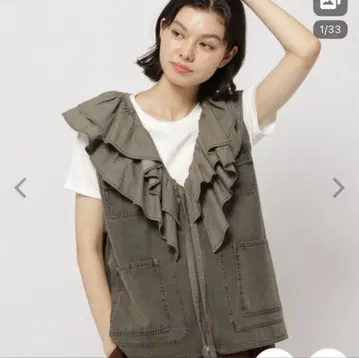 미사용 2WAY 카라 프릴 데님 베스트 여성용