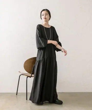 mystic 긴팔 드로스트 개더 원피스