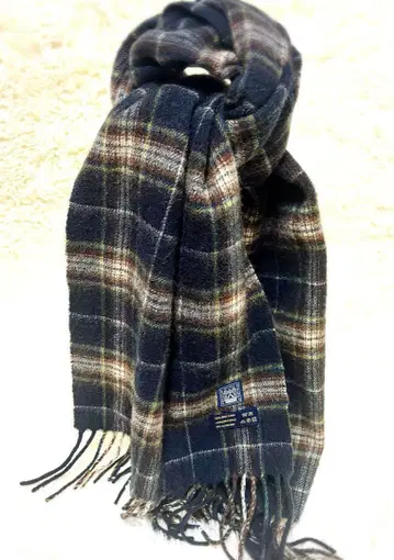 저널 스탠다드 라나울 네이비 브라운 계열 체크 머플러