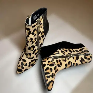 스티븐 마든 레오파드 무늬 앵클부츠 사이드 지퍼 부착