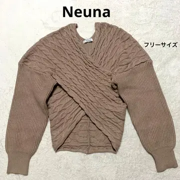 Neuna 2way 크로스 디자인 오프숄더 니트 스웨터 베이지 프리