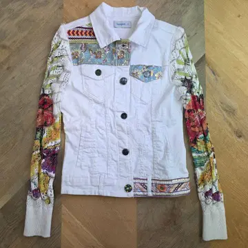Desigual 자수 디자인 데님 자켓 xs y40