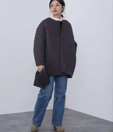 BEAMS HEART 머플러 포함 퀼팅 코트