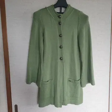 FOXEY NEWYORK 그린 후드 부착 가디건