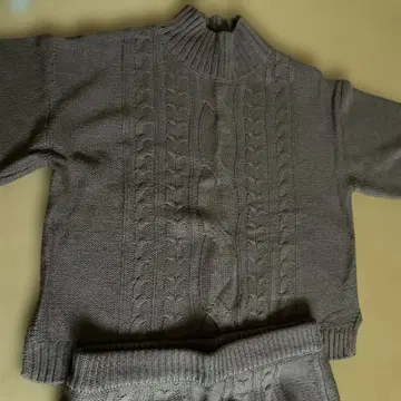 브라운 케이블 짜임 니트 셋업