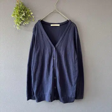 아즈노아즈 [M] 어른 내추럴 부드러운 코튼 혼방 긴팔 V넥 가디건