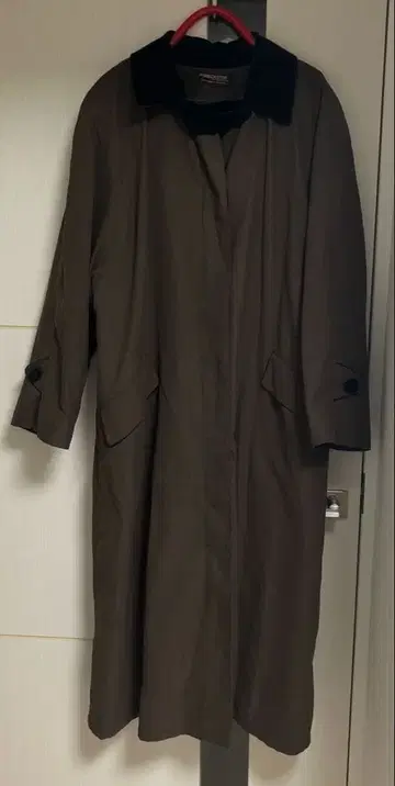 롱 코트 카키 구제 의류 트렌치코트