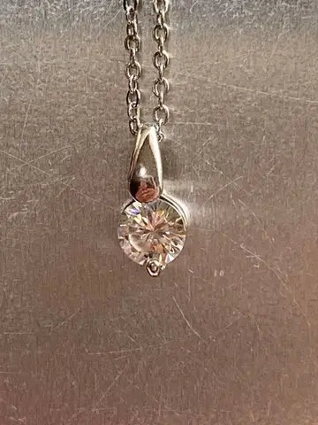 실버 라운드컷 스톤 목걸이