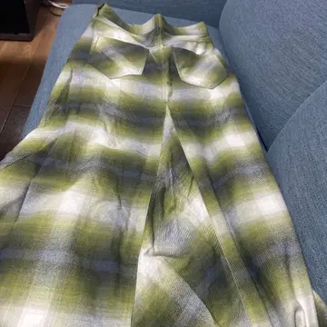 플레어 스커트 그린과 화이트 스트라이프