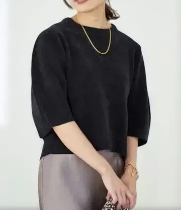 IENA 코튼 벨로아 형태 풀오버 블랙