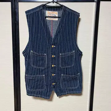 SUGAR CANE 슈가케인 워바쉬 스트라이프 워크 베스트 40 동양