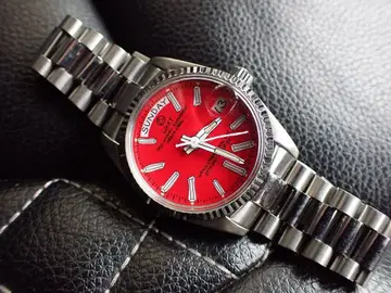 레어 새상품급 WMT GREEN-LABEL 레드 남성용 자동 와치