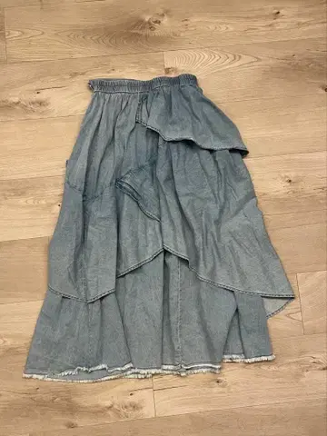 Topofthehill 데님 플레어 롱 스커트