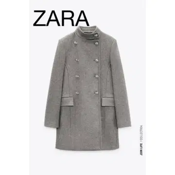 [ 새상품급 ] ZARA 나폴레옹풍 밀리터리 울 하이넥 코트 S