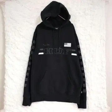 [ HUF ] 블랙 후드 맨투맨 로고 프린트 남성용 S 사이즈