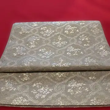 순수 실크 모스그린 꽃무늬 후쿠로 오비