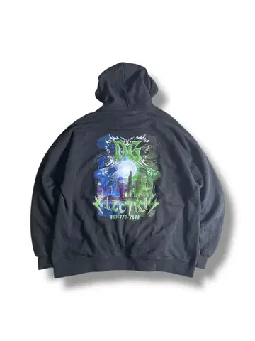 기업 패러디 장인 계열 그래픽 DG 힙스터 프린트 후디 블랙