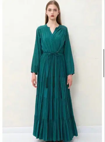 [velnica] 카슈쿨형 맥시 원피스 비리디안 그린